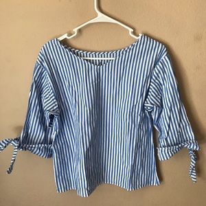 Blue and white striped blouse